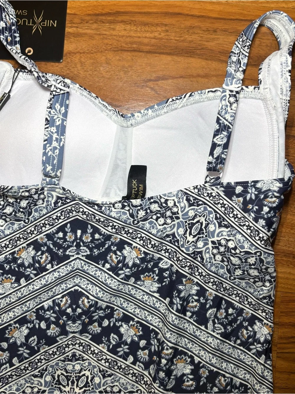 Nip Tuck Swim Navy Floral Paisley One Piece Swimsuit Multiple Sizes - Picture 4 of 6
